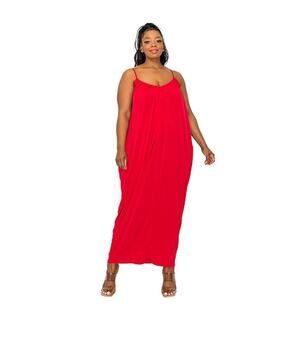 Livd Plus Adora Ruched Spaghetti Strap Dress, XXXL 3XL, Red